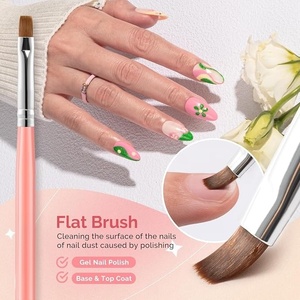 Pinceaux à ongles en gel plats/ovales/angulaires, pour la création d'art des ongles, la peinture DIY et le nettoyage des erreurs de pose sur les cuticules - Product Image 4