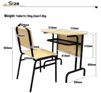 Ensemble Chaise et Bureau Scolaire Moderne et Durable Écologique avec Cadre Métallique, Panier de Rangement, Mobilier de Classe pour Enfants