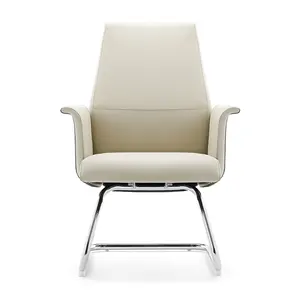 Silla moderna de cuero para visitante de oficina, sillón sin ruedas para sala de reuniones