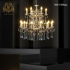 Đạo cụ đám cưới 12 + 6 đầu sảnh khách sạn Đèn chùm pha lê trang trí Đèn trần thả trang trí nội thất LED trần trang trí ánh sáng - Product Image 2