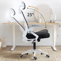 Chaise de bureau ergonomique confortable avec dossier en maille respirante, soutien lombaire et accoudoirs rabattables
