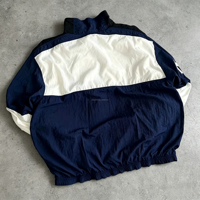 Veste coupe-vent surdimensionnée en nylon noir et blanc contrasté pour homme, de haute qualité, style vintage, avec fermeture éclair en polyester