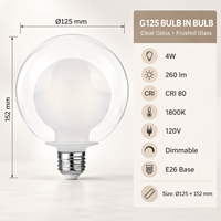 Usine directe nouveau Design double ampoule verre clair givré G40 G125 lampe à LED 120V E26 sans scintillement verre fumé ampoule en verre ambré