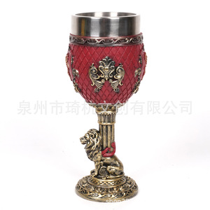 Gold Lion Stemmed Wine <b>Glass</b> Resin Handmade Modern Party Decoration QH-25081 - Product Image 1