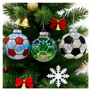 <span class=keywords><strong>Bola</strong></span> de cristal personalizada para árbol de <span class=keywords><strong>Navidad</strong></span>, pintura creativa Led, adornos colgantes de <span class=keywords><strong>Navidad</strong></span>, decoración de fútbol, <span class=keywords><strong>Bola</strong></span> de decoración transparente - Product Image 1