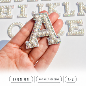 Parches de Letras del Alfabeto con Perlas y Diamantes de Imitación de 4.5cm, A-Z, 26 Letras Inglesas, Tamaño Personalizado, Apliques Termoadhesivos para Zapatos, Bolsos y Ropa - Product Image 1