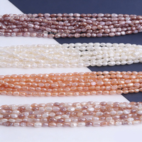 Muses Jewels - Grande promotion - Perles d'eau douce colorées en forme de riz - Brins de perles en vrac - 3-4 mm - 18 cm - Perles naturelles pour la fabrication de bijoux