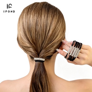 IFOND Coletero <span class=keywords><strong>de</strong></span> Doble Capa con Brillantes y Pedrería, con Banda Elástica que No Daña el Cabello, para Mujeres y Niñas, Accesorio para el Cabello para Uso Diario y Fiestas, OEM ODM - Product Image 2