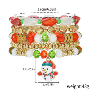 Christmas <b>Bracelet</b> Set With <b>Crystal</b> Beads Snowman Charm Polymer Clay Jewelry Unisex Fashion Beaded <b>Bracelets</b> - Product Image 4