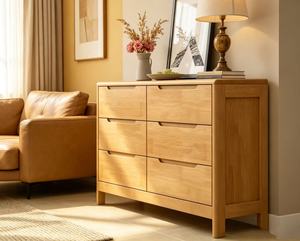 Modern Solid Wood <b>6</b>-<b>Drawer</b> Living Room Cabinet Scandinavian Style Storage Furniture for Home Use - Product Image 4