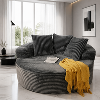 Canapé compact surdimensionné en boîte, fauteuil douillet rond en velours côtelé, sans assemblage, installation facile, idéal appartement