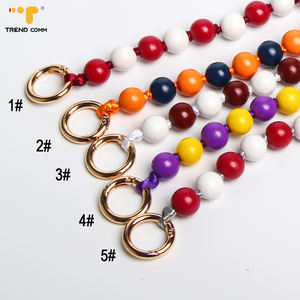 שרשרת ארוכה נשלפת צבעונית טבעית חרוזי עץ אמיתי רצועת כתף שרוך טלפון נייד - Product Image 2