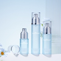 Bouteilles d'emballage cosmétiques bleues givrées rechargeables de 20ml 30ml 50ml 80ml 100ml Bouteille à pompe sans air pour liquide de crème de visage de lotion