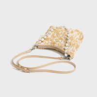 Sac Hobo de Luxe Designer à Paillettes pour Femme, Sac à Bandoulière Noir Scintillant en Forme de Croissant avec Poignée en Faux Perles, Sac Fourre-tout Bandoulière