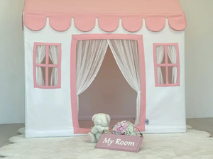 KIDS Playhouse Tente de maison de jeu en toile <span class=keywords><strong>rose</strong></span> <span class=keywords><strong>et</strong></span> blanche <span class=keywords><strong>Tipi</strong></span> en coton Tente pour enfants - Product Image 3