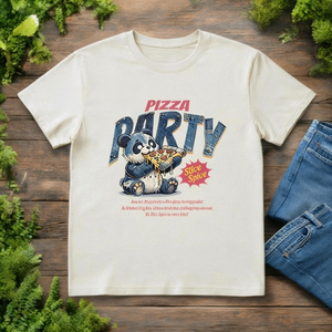 T-Shirt Unisex 210GSM 100% Cotone, Casual, Traspirante, Resistente, con Stampa Pizza Party Panda, Maglietta da Uomo - Product Image 3
