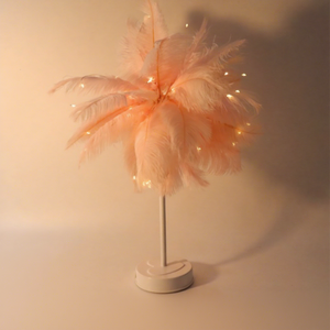 Nueva Lámpara de Mesa LED con Plumas de Cobre, Romántica y Decorativa para Dormitorio de Niña, Lámpara de Noche con Control Remoto - Product Image 2