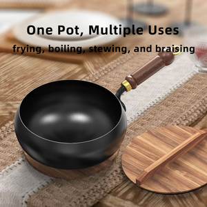 Juego de ollas y sartenes antiadherentes de hierro forjado a mano al por mayor: ollas para sopa y caldos, wok de boca ancha sin recubrimiento, sartén para saltear. - Product Image 4