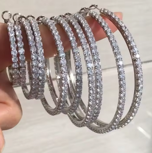 Ready to Ship Wholesale Statement Iced Out 18K Gold Plated Cubic Zirconia Big Round <b>Huggies</b> Hoop Exaggerated Earrings for Women - Product Image 4