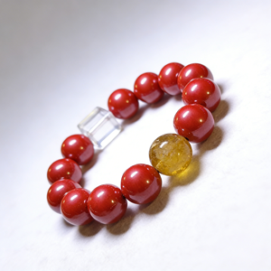 Pulsera de Plata Tibetana Geométrica de Moda, Chapada en Oro, con Cuentas de Cinabrio Rojo Natural y Cristal Amarillo, Regalo Conmemorativo - Product Image 2