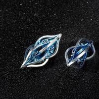 Ensemble de 7 dés polyédriques en métal plaqué argent avec émail bleu, motif dragon, pour jeux de rôle D&D (Dungeons and Dragons)