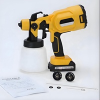 Semprotan Cat Listrik Tanpa Kabel 21V 900ml, Semprotan Daya HVLP Portabel dengan 2 Nozel untuk Pengecatan Furnitur