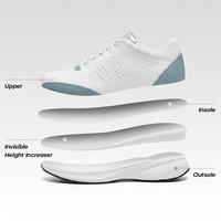 Baskets tendance pour hommes en maille respirante avec doublure en cuir de vachette, semelle extérieure en mousse EVA, chaussures décontractées à plateforme avec rehaussement interne de 7 cm