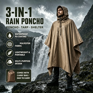 Impermeabile Tre-in-Uno per Escursionismo - Leggero in Poliestere per Campeggio, Alpinismo e Viaggi, Tenda Impermeabile per Escursioni e Campeggio - Product Image 1