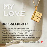 Collier pendentif ouvert en acier inoxydable gravé pour couple, avec lettre d'amour et cœur, médaillon pour sœur, frère, maman, papa, famille, collier livre