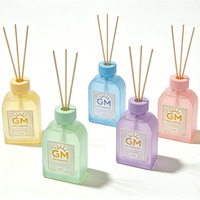 Bouteille diffuseur à roseaux en verre givré rose mat de luxe vide de 100 ml, 120 ml, 3,4 oz, 4 oz avec bouchon et bâtonnets diffuseurs, coffret cadeau