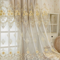 Rideaux occultants brodés à la française, motif floral 3D damassé doré, pour salon et chambre, vente en gros, sur mesure