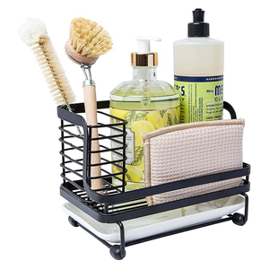 Organizzatore da <span class=keywords><strong>Cucina</strong></span> e Bagno in Metallo, Cestello per Rubinetto, Portaspugna con Pompa per Sapone e Vassoio di Drenaggio - Product Image 3