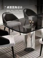 Plateau de table en verre trempé importé minimaliste italien, console en verre métallique haut de gamme, combinaison moderne de table et de chaise