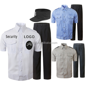 Profesyonel işlemeli özel logo düğme up erkek gömlek kısa kollu iş üniforma beyaz güvenlik görevlisi kıyafet ile pantolon - Product Image 1