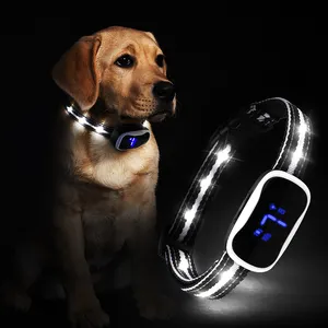 TIZE led light safe training no shock vibration anti-bark collar with intelligent bark control