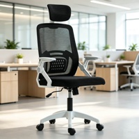 Chaise de bureau moderne réglable pivotante à 360° avec accoudoirs relevables, dossier en maille respirante, cadre blanc pour cadre dirigeant, achat en gros