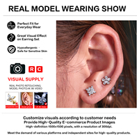 Anneau de nez en titane de qualité implantaire ASTM F136 avec zircon, hypoallergénique, pour piercing de septum, daith, hélix, cartilage