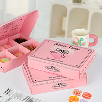 Boîte à macarons rectangulaire de qualité supérieure, appréciée des influenceurs, en carton rose de qualité alimentaire pour pâtisserie, emballage commercial en gros personnalisé