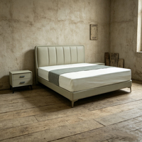Lit moderne écologique rembourré en cuir, taille King, avec cadre métallique réglable, ensemble de meubles de chambre de luxe, garantie de 3 ans