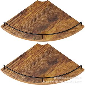 Étagère d'angle murale en bois massif, 1 niveau, pour l'organisation de la cuisine et de la salle de bain - Product Image 1