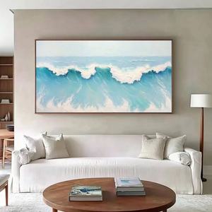 ภาพวาดคลื่นชายฝั่งแบบสั่งทำขายส่ง ภาพวาดสีน้ำมันบนผ้าใบทำมือ งานศิลปะติดผนังขนาดใหญ่ สไตล์ภาพนิ่ง ตกแต่งบ้าน ตกแต่งภายใน - Product Image 5