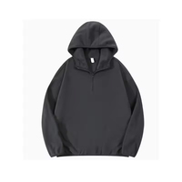 Hoodie Pria Kasual Tebal Model Resleting Seperempat Desain Kustom Pola 3D di Bagian Depan Jaket Fleece Polar Musim Gugur