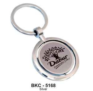 Porte-clés rond en métal avec finition argentée, porte-clés de qualité supérieure pour la promotion de la marque d'entreprise, cadeau promotionnel - Product Image 1