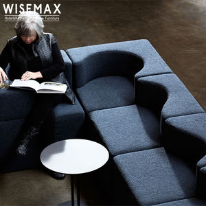 WISEMAX FURNITURE Modern minimalist home hotel <span class=keywords><strong>hobby</strong></span> sezionale sofa cafe shop blue soft fabric divano modulare per soggiorno - Product Image 6