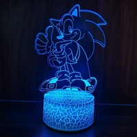 Lampe à 7 couleurs changeantes, modèle de figurine sonique 3D