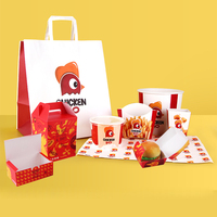 Boîtes de hamburger à clapet à impression personnalisée emballage de restauration rapide de frites boîte togo boîte de poulet frit à emporter en papier kraft jetable