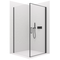 Cabine de douche à cadre en aluminium noir de style allemand Porte de salle de bain pivotante en verre transparent pour hôtels