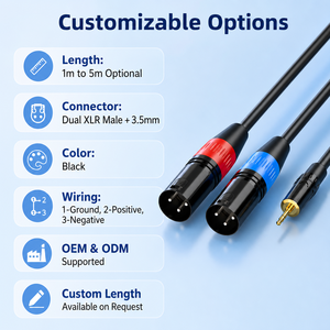 <span class=keywords><strong>Cable</strong></span> de Extensión de Audio XLR Macho <span class=keywords><strong>a</strong></span> Hembra, <span class=keywords><strong>Cable</strong></span> de Micrófono Negro para Karaoke en Vivo, Mezclador, Altavoz, Amplificador, Longitud Personalizable - Product Image 4