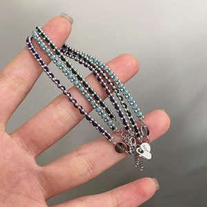 สร้อยข้อมือผู้หญิงเงินแท้ S925 ประดับคริสตัลและเพชรเทียม ดีไซน์เรขาคณิต เหมาะสำหรับใส่ทุกวัน - Product Image 3
