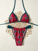 TW 2026 Nouveau design personnalisé Ensemble bikini deux pièces pour femme, maillot de bain sexy dos nu à licou imprimé, tenue de plage tendance